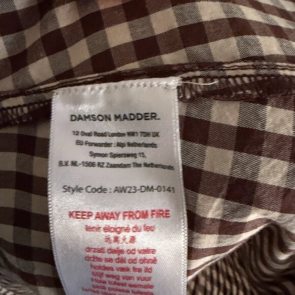 Damson Madder Dakota Bow Checked Cotton Midi Dress Size UK 12 / US 8 - Picture 7 of 9